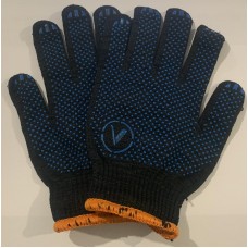 Перчатки черные трикотажные 10клас (с синим точковым покрытием "V")