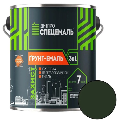 Грунт-Емаль 3в1 антикорозійна темно-зелена 0,9 кг